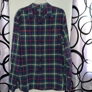 Polo by Ralph Lauren heavier weight plaid, flannel button down shirt, size L